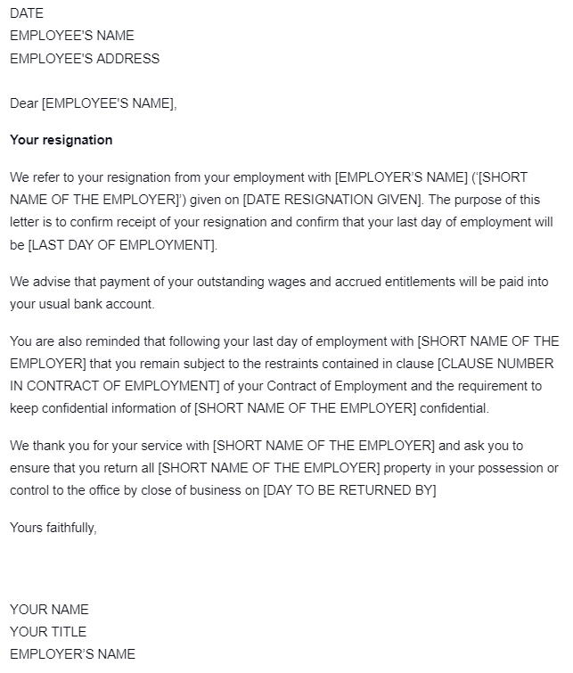 Resignation Acceptance Letter 3
